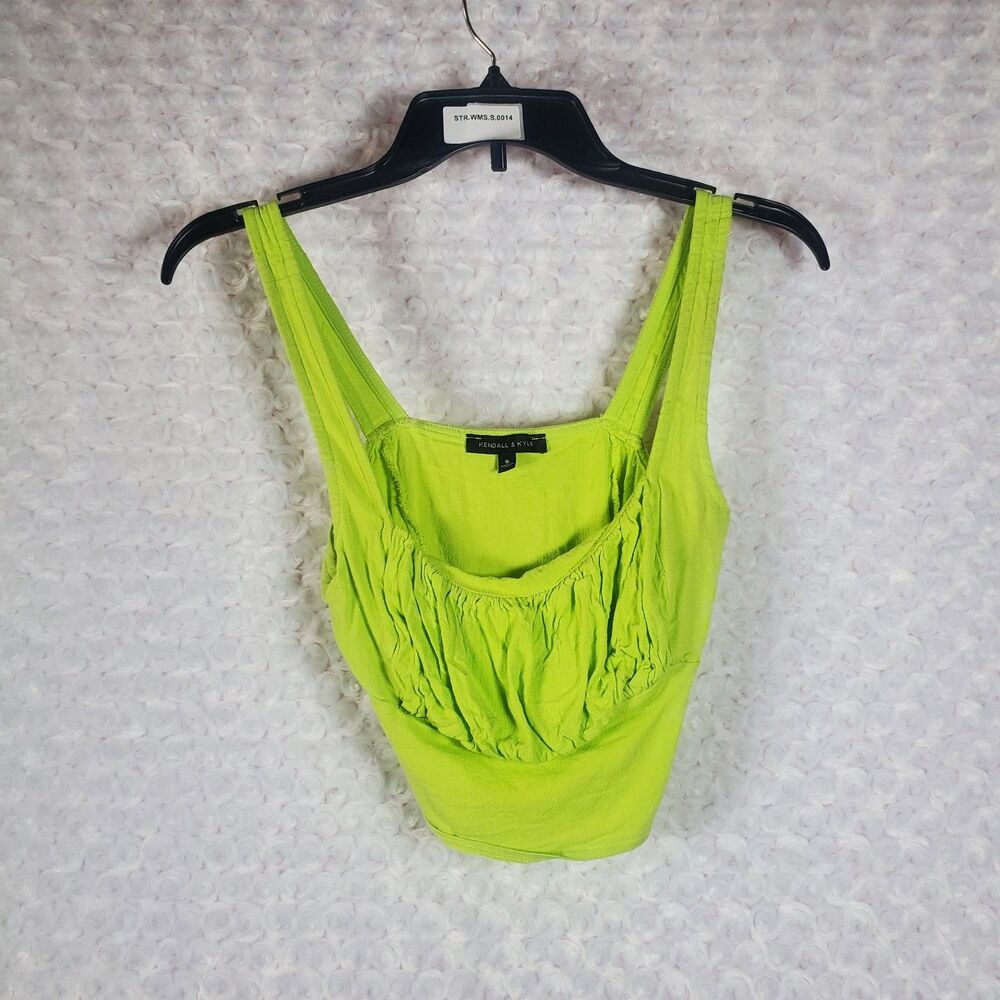 Lime Green Cropped Tank Top With Back Cutout Size S